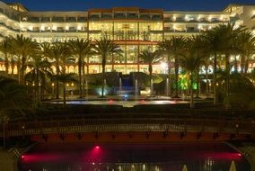 luxury hotel lighting at night