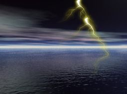 lightning at dusk above ocean