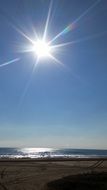 bright sun over the beach