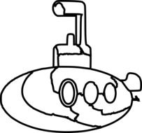 drawing of a submarine on a black background