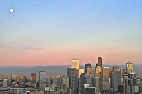 moon in the sky over seattle