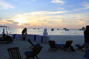 a festive evening on the beach in the Maldives