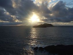 northern sun over the ocean in Ireland