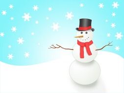 drawing of artistic snowman in black hat