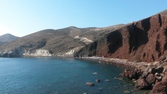 quiet red beach in santorini thira