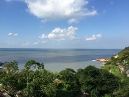 panorama of the green ocean coast