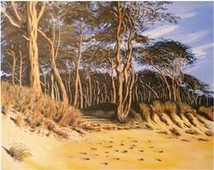Beautiful acrylic painting of the landscape near the Baltic Sea