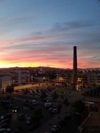 panoramic view of a sunset over a big city