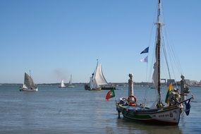 tourist boats on the Tagus river