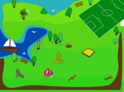 painted park and football field by the river