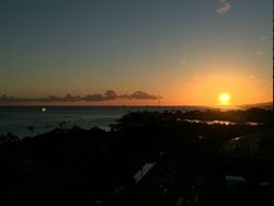 yellow sunset over the coast of Hawaii