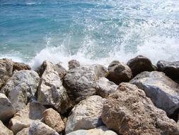 rocky shore on the beach