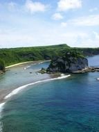 Panorama of the sunny coast of Saipan
