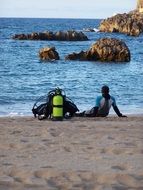 divers on a beach