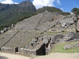 view of the Machu Picchu mountain in Peru