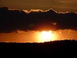 bright sun between dark clouds