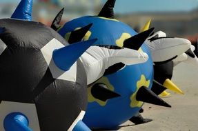 kites with spikes on the beach