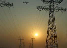 beautiful sun and electric wires