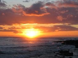 landscape of the sunset on a sky over the ocean