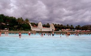 people relax in the water park on the canary islands