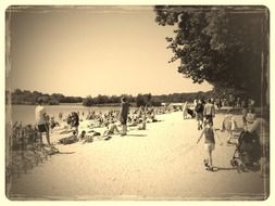 vintage photo of a tourist beach