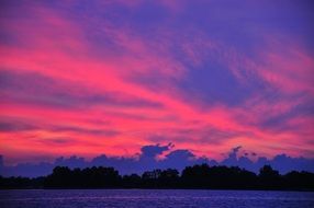 landscape of the purple and pink sky