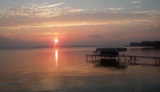 foggy sunset over the lake