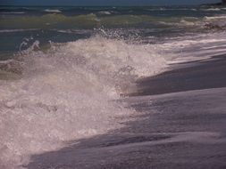 waves on the wet sand of the beach