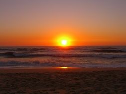 Sunset on the coast in portugal