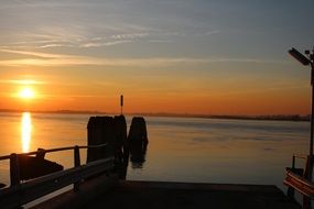 sunset over the lagoon in venice