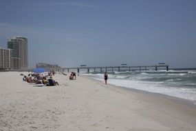 Tourists on a sand beach