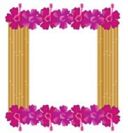 Red hibiscus frame bamboo decoration