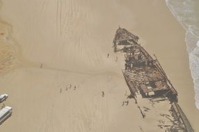 aerial view of ship after crash on fraser island