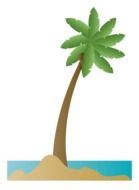 Green palm tree on the island clipart
