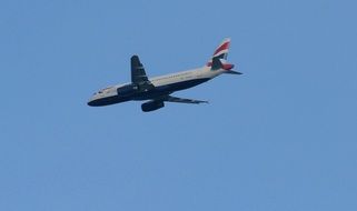 Passenger plane in blue sky