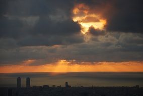 black clouds over the horizon in barcelona