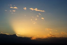 wonderful light rays in the evening sky