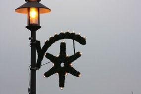 street lamp with christmas decoration