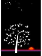 white tree at night as a graphic image