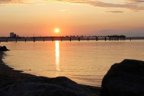 reflection of the golden sun on the surface of the Baltic Sea