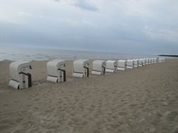 loungers on the beach on the island of Usedom