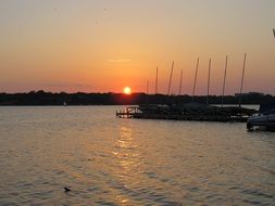 boats at the pier at dusk