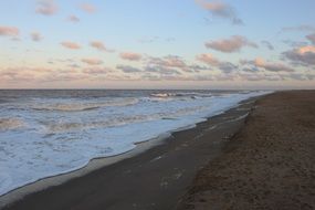 deserted ocean coast at sunset