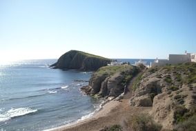 panorama of the sunny coast of Isleta del Moro