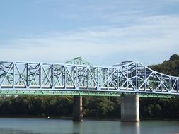 distant view of the iron bridge over the river