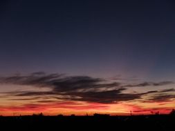 red sky over the horizon in the evening