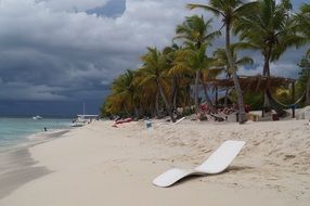 beach equipment on sand, caribbean