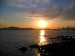 haeundae beach at the sunset