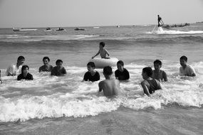 Black and white photo of taiwan kenting beach