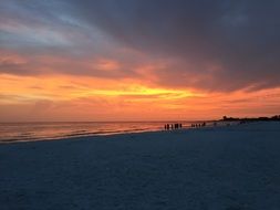 orange sky over the beach in florida
